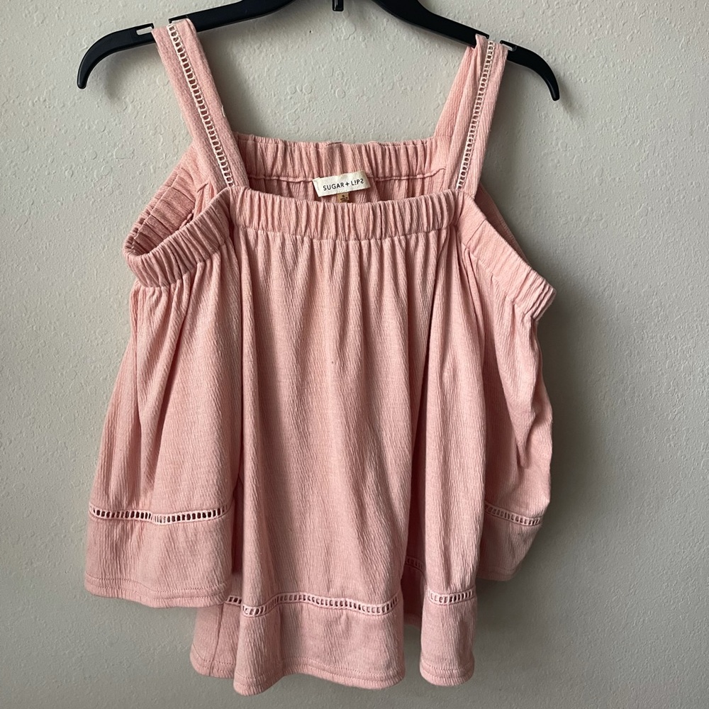 Sugar + Lips Pink Cold Shoulder Top